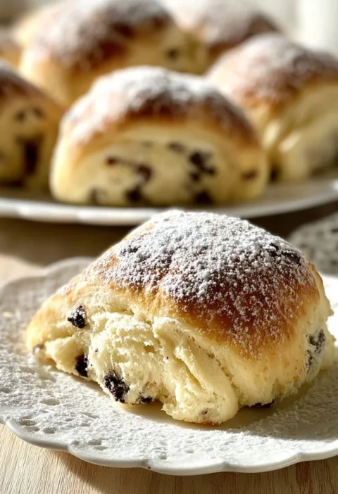 Brioche allo yogurt con gocce di cioccolato appena sfornata