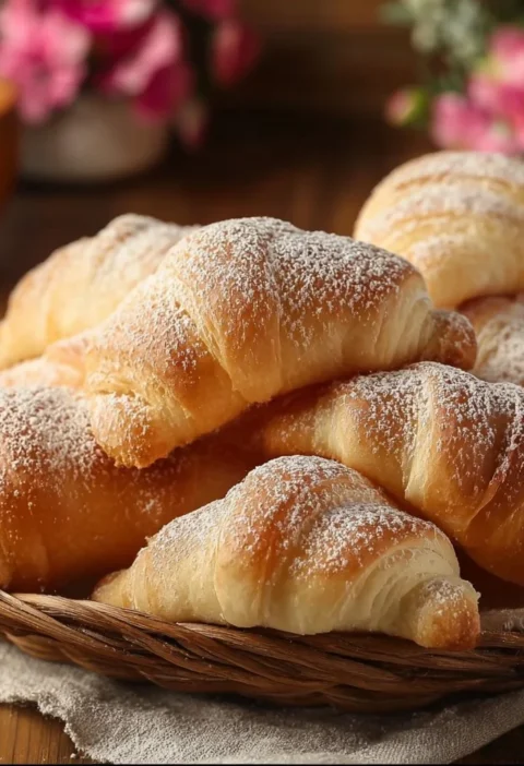 Cornetti allo yogurt senza uova e senza burro serviti su un piatto