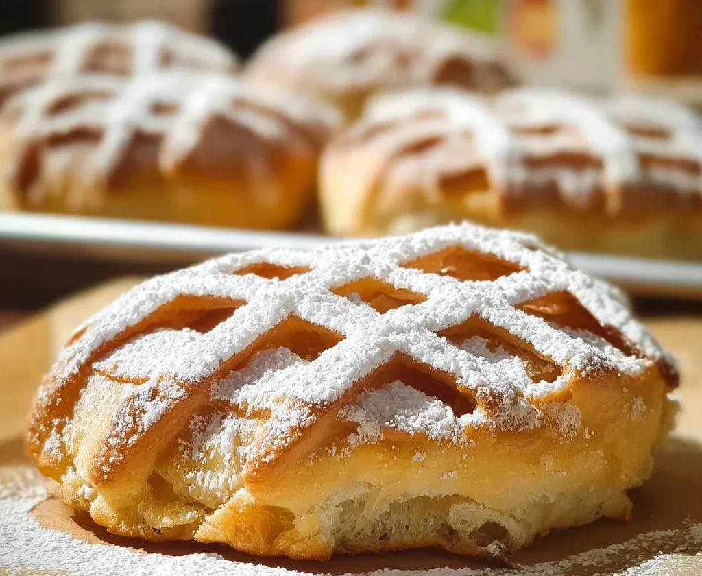 Crostatine di pasta brioche leggera senza burro appena sfornate in un piatto