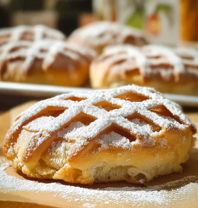 Crostatine di pasta brioche leggera senza burro appena sfornate in un piatto