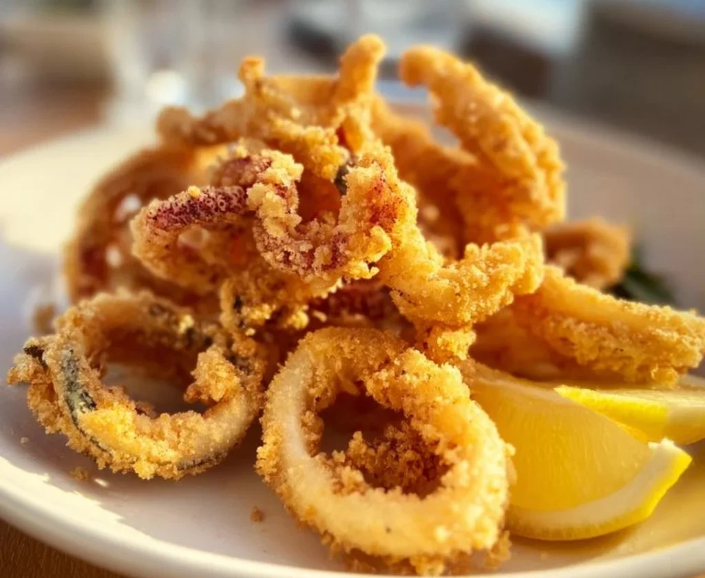 Frittura di calamari croccante con doppia farina segreta