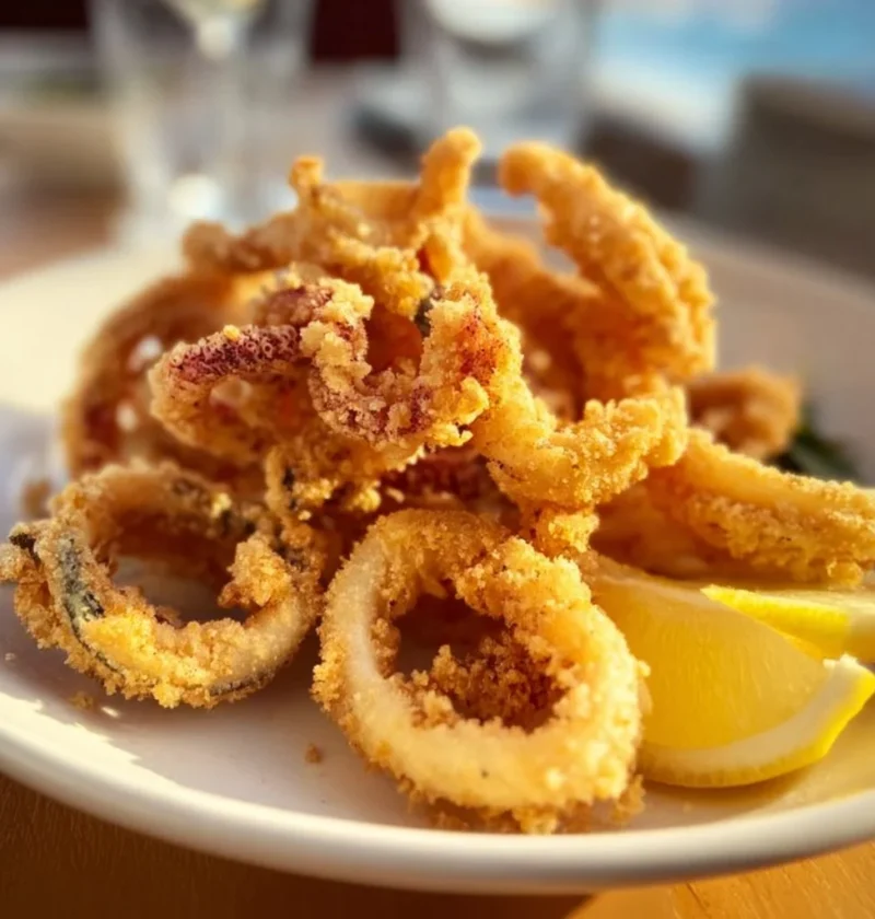Frittura di calamari croccante con doppia farina segreta