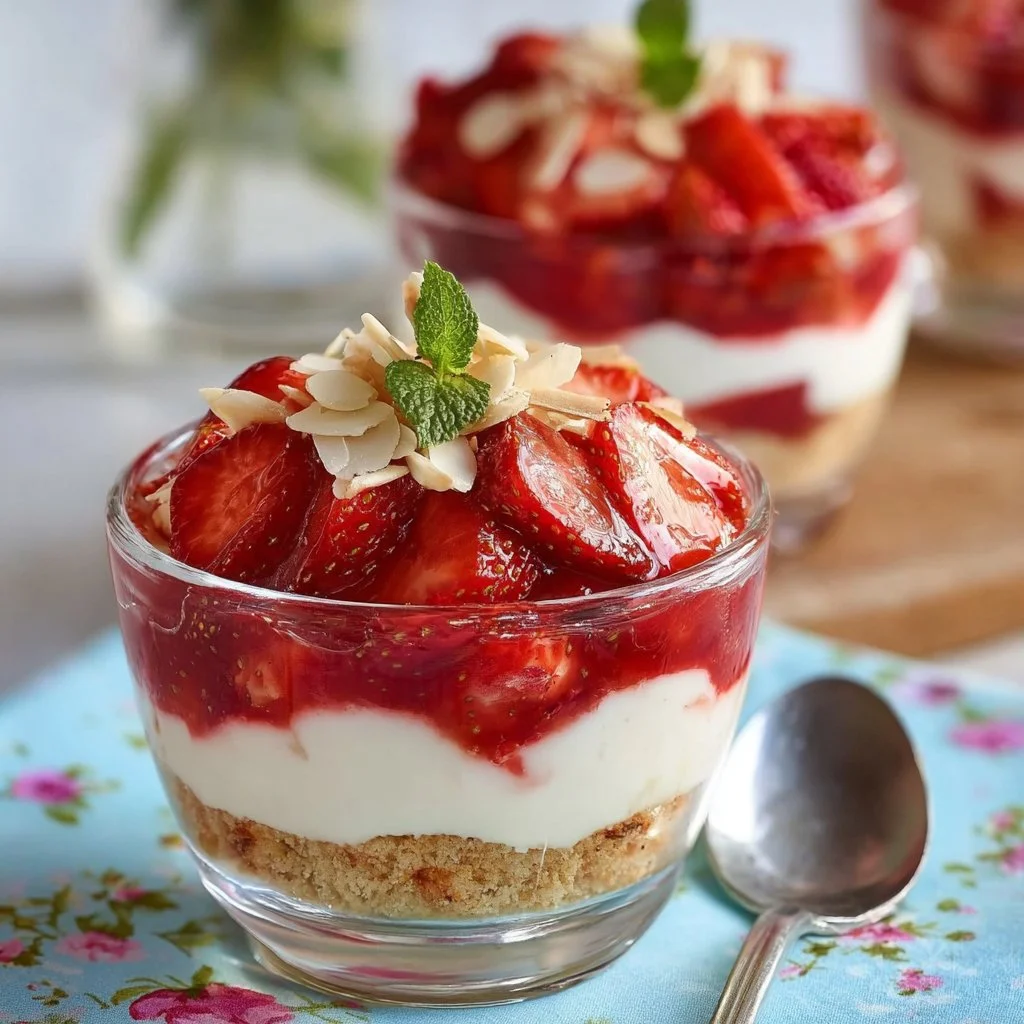 Mono cheesecake veloce con Philadelphia e fragole, dessert semplice e gustoso.