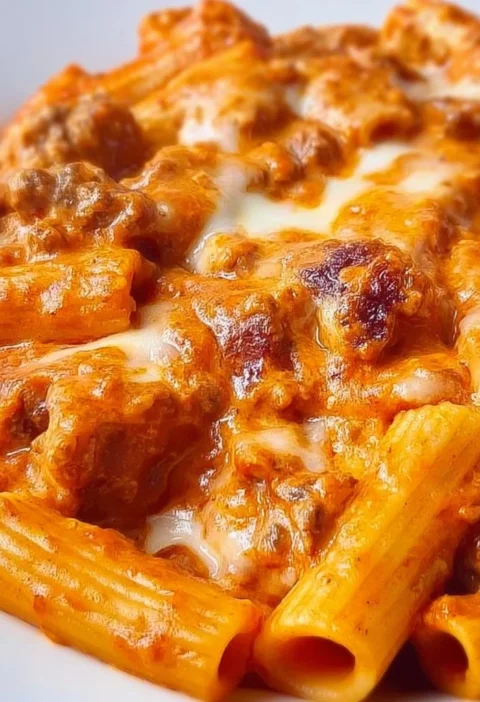 Pasta al Forno con formaggio fuso e pomodoro succoso