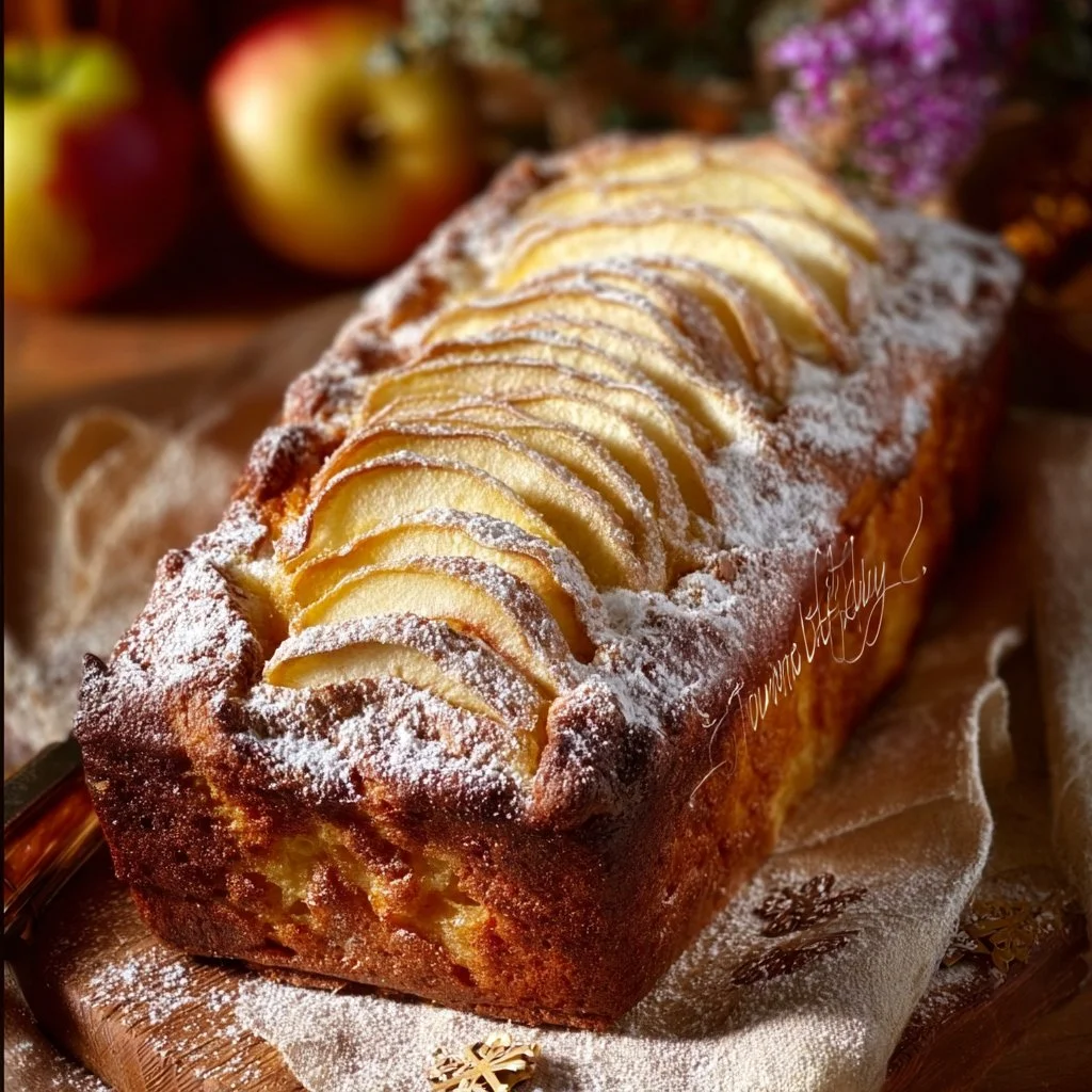 Plumcake Sofficissimo alle Mele appena sfornato con fette di mela in vista.