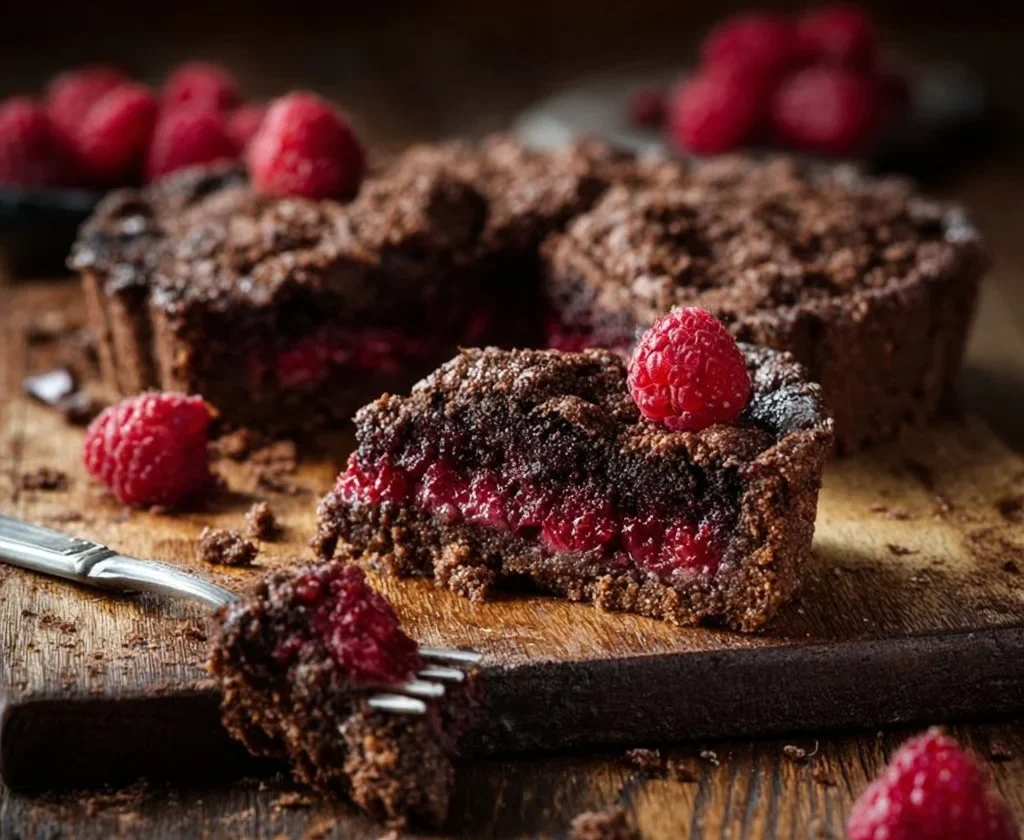 Sbriciolata Cioccolato e Lamponi Freschi pronta da servire