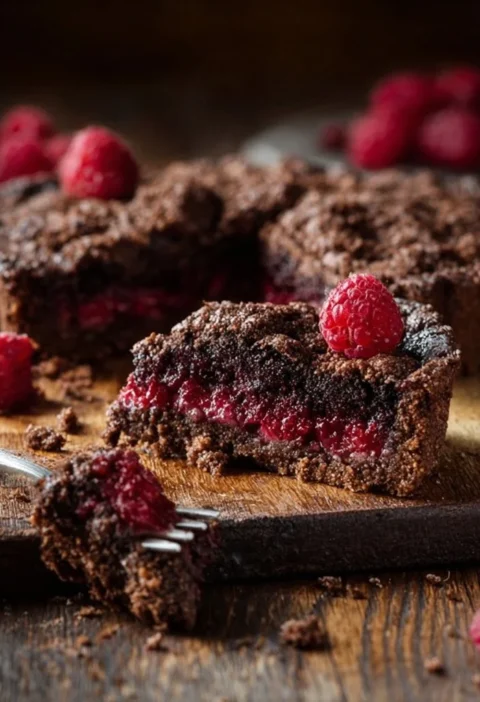 Sbriciolata Cioccolato e Lamponi Freschi pronta da servire