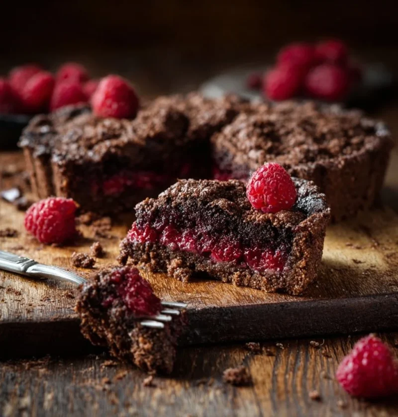 Sbriciolata Cioccolato e Lamponi Freschi pronta da servire