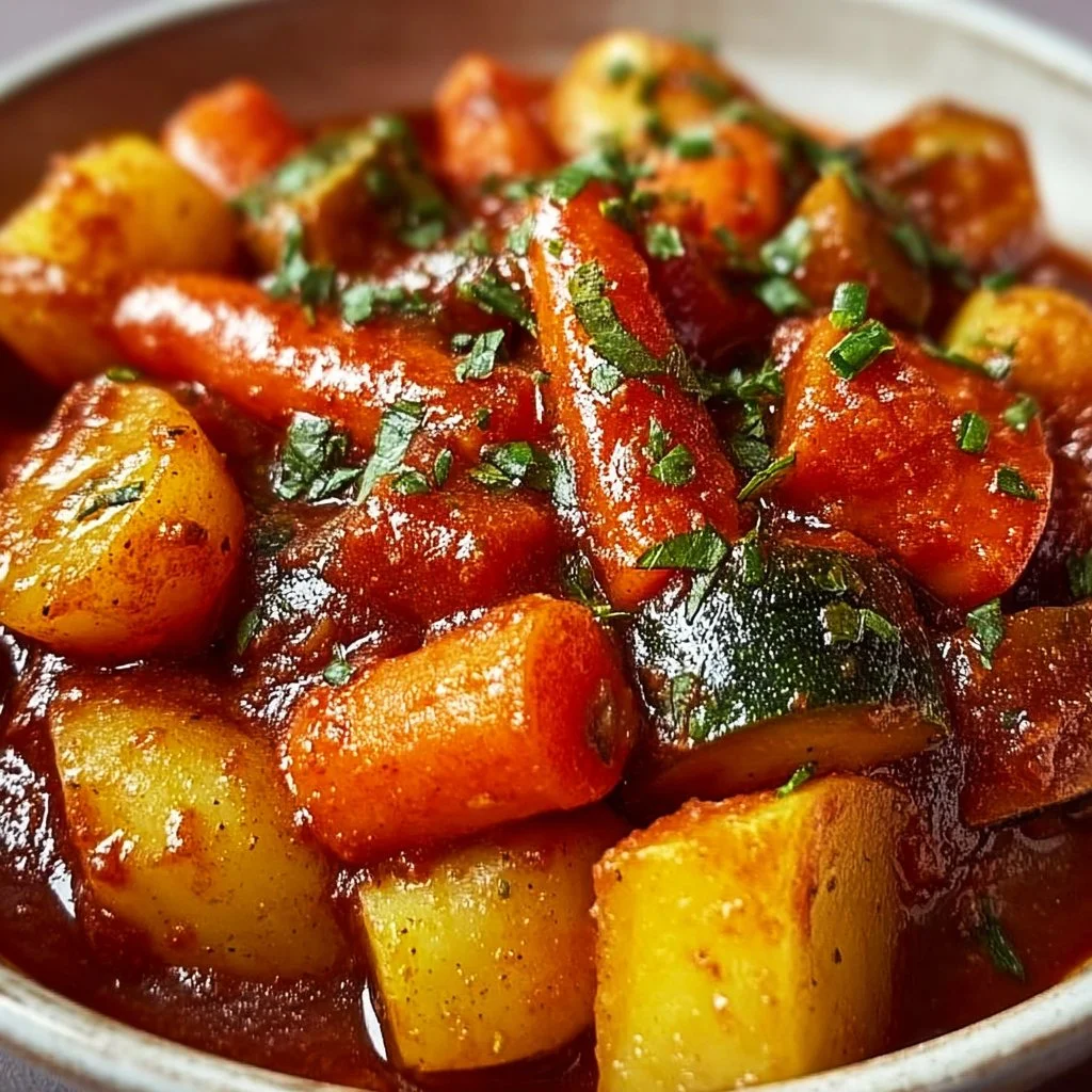 Tajine de légumes végétarien colorato e appetitoso con verdure fresche.