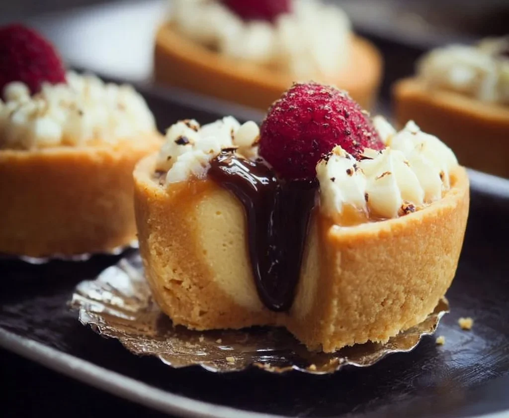 Tortini cuore freddo decorati con frutta e crema
