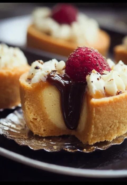 Tortini cuore freddo decorati con frutta e crema