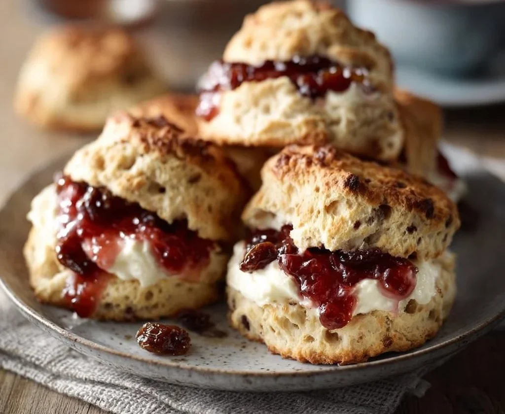 Scones al matcha freschi serviti su un piatto, perfetti per la colazione