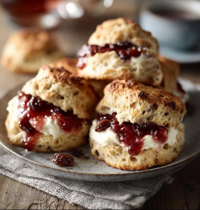 Scones al matcha freschi serviti su un piatto, perfetti per la colazione