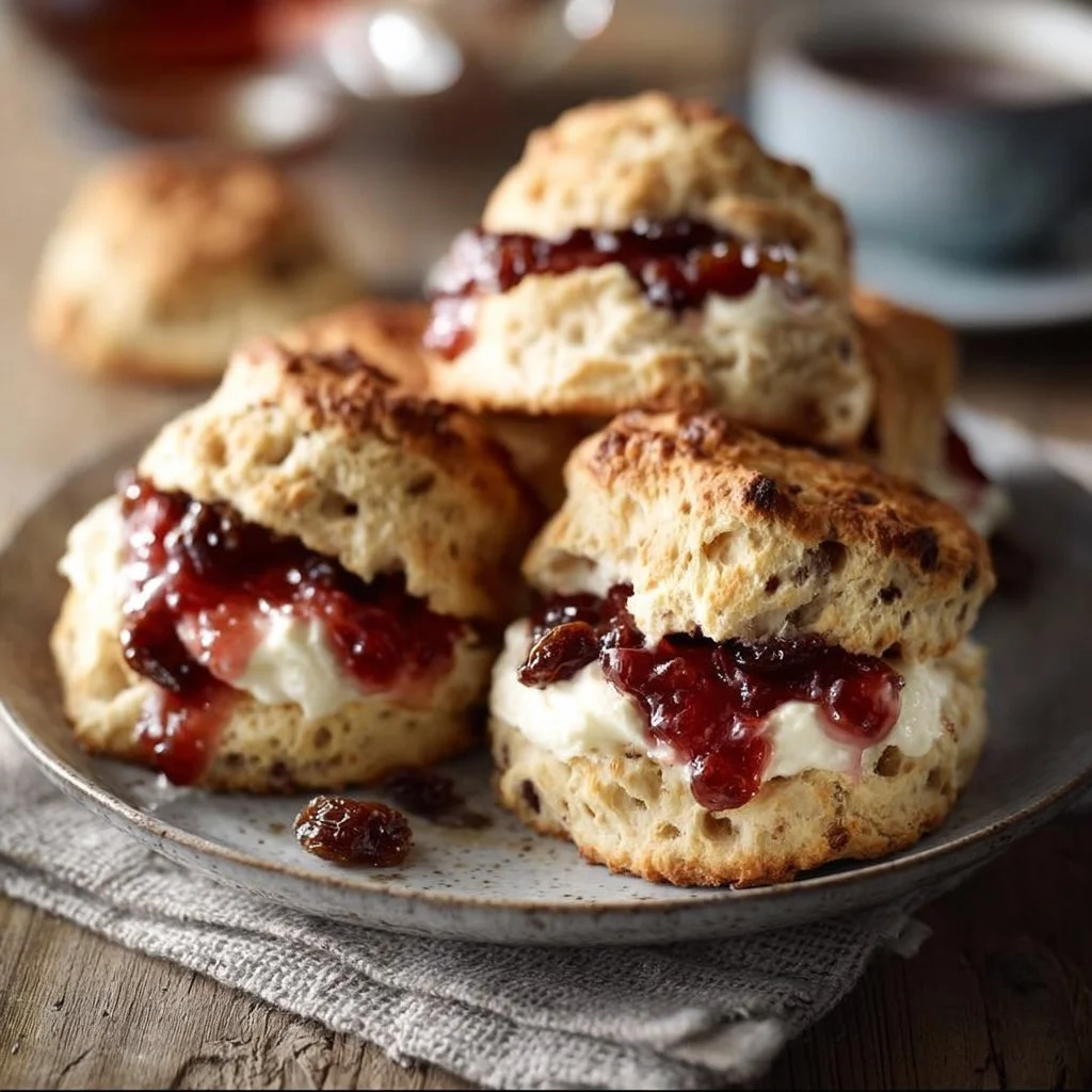 Scones al matcha freschi serviti su un piatto, perfetti per la colazione