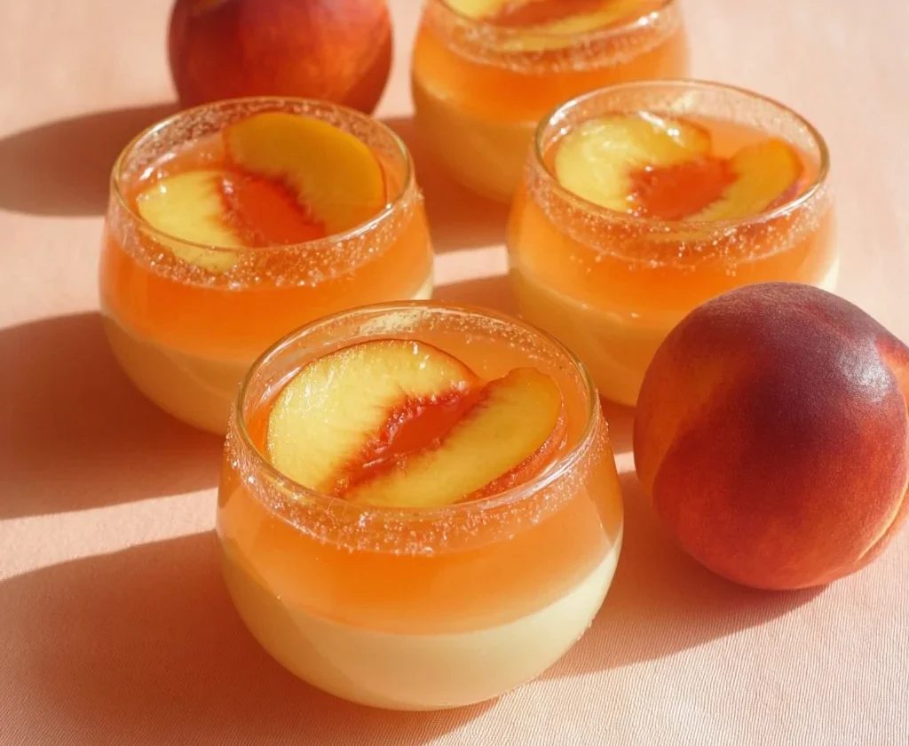 Bicchierini Light alla Pesca, un dessert estivo e leggero con pesche fresche.