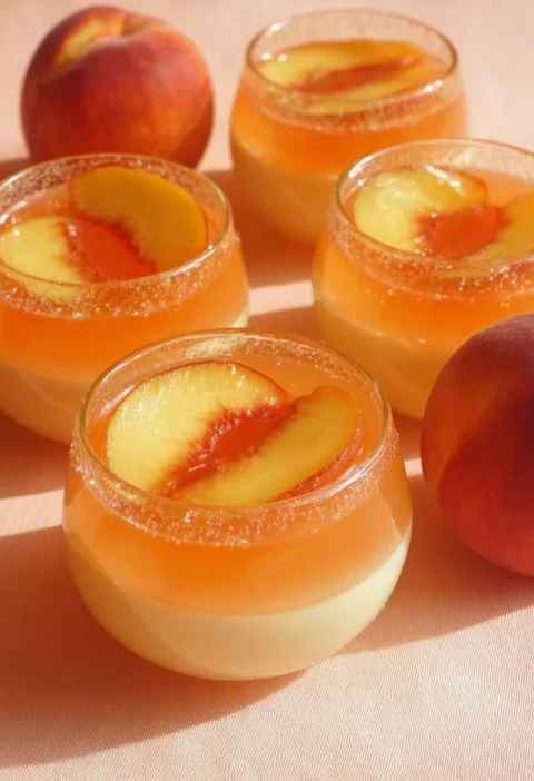 Bicchierini Light alla Pesca, un dessert estivo e leggero con pesche fresche.