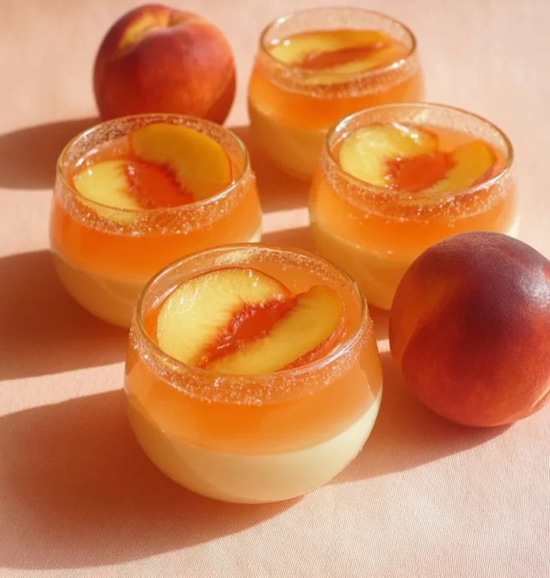 Bicchierini Light alla Pesca, un dessert estivo e leggero con pesche fresche.
