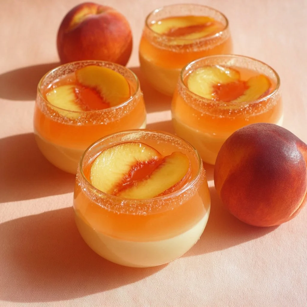 Bicchierini Light alla Pesca, un dessert estivo e leggero con pesche fresche.