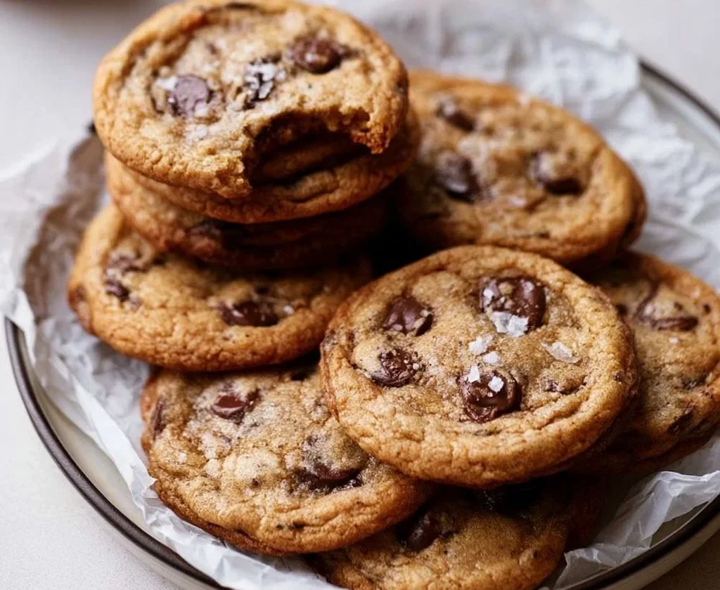Biscotti di banana e cioccolato freschi su un piatto bianco