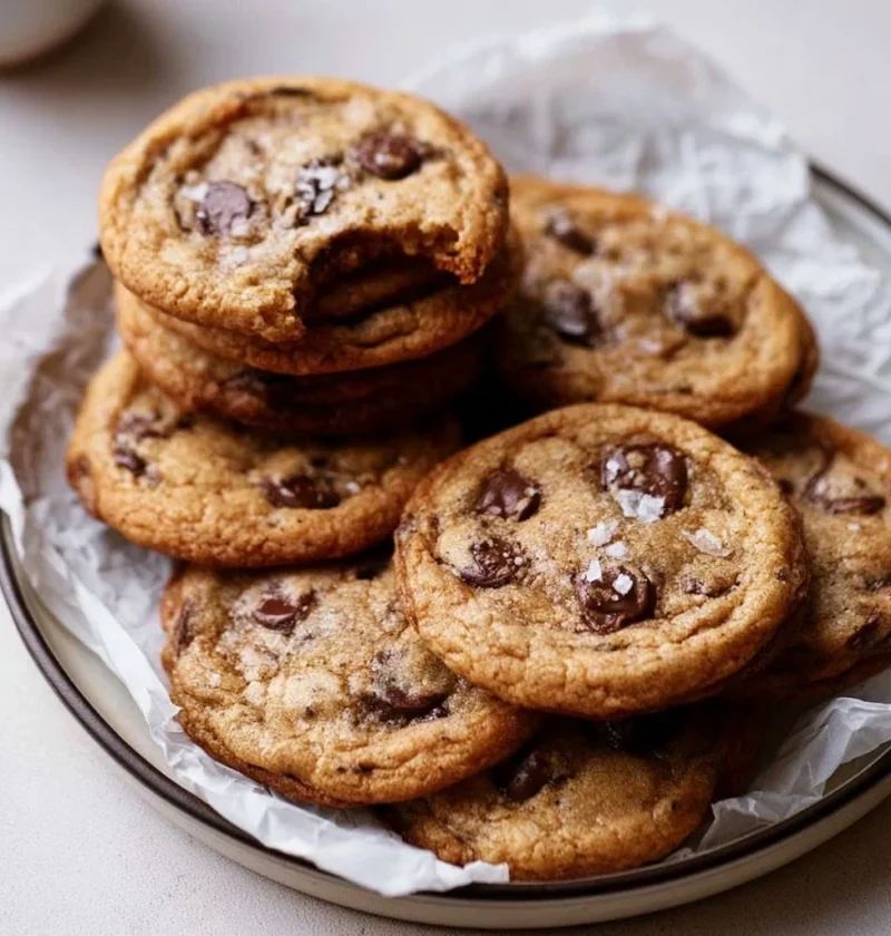 Biscotti di banana e cioccolato freschi su un piatto bianco