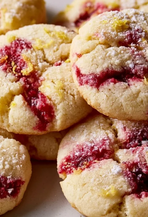 Deliziosi biscotti limone e lampone freschi e soffici per l'estate