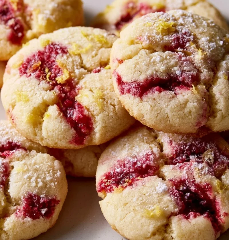 Deliziosi biscotti limone e lampone freschi e soffici per l'estate