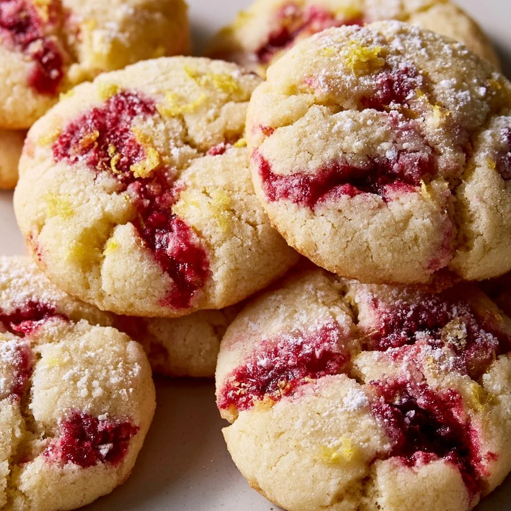 Deliziosi biscotti limone e lampone freschi e soffici per l'estate