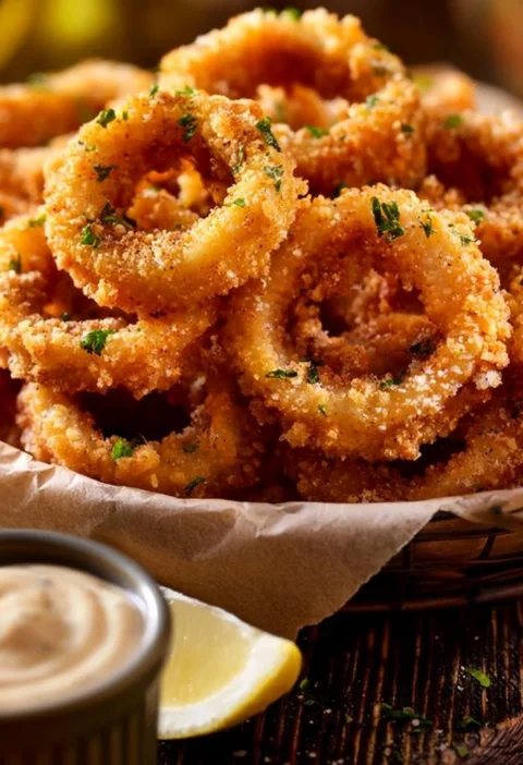 Calamari croccanti fritti, un antipasto gustoso e croccante