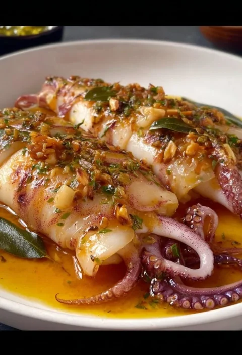 Calamari in padella croccanti e irresistibili serviti in un piatto
