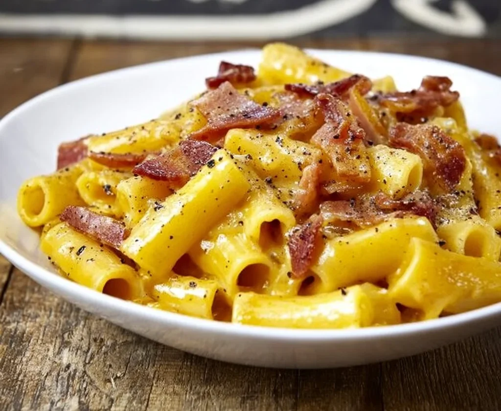 Piatto di Carbonara con guanciale, uova e pecorino romano
