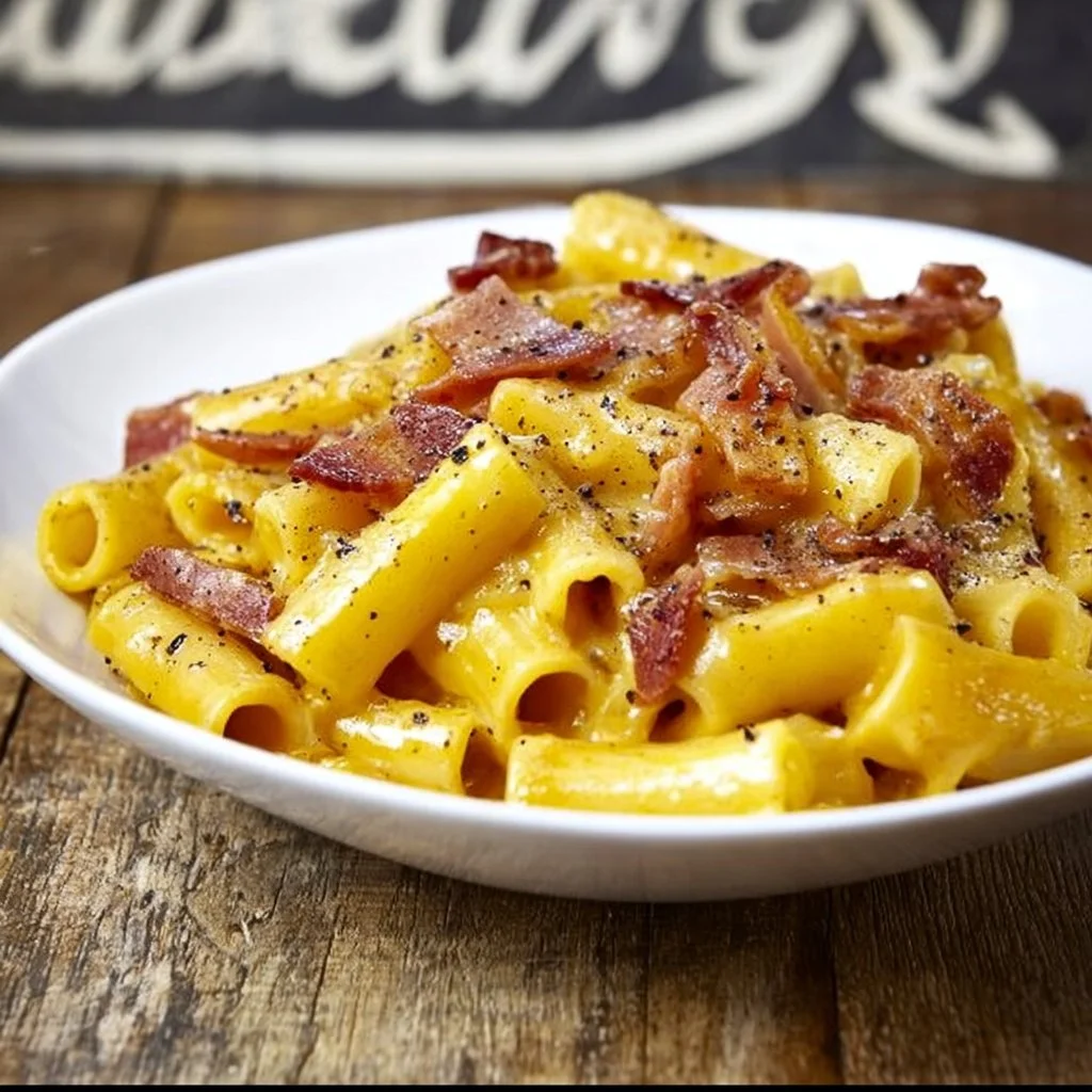 Piatto di Carbonara con guanciale, uova e pecorino romano