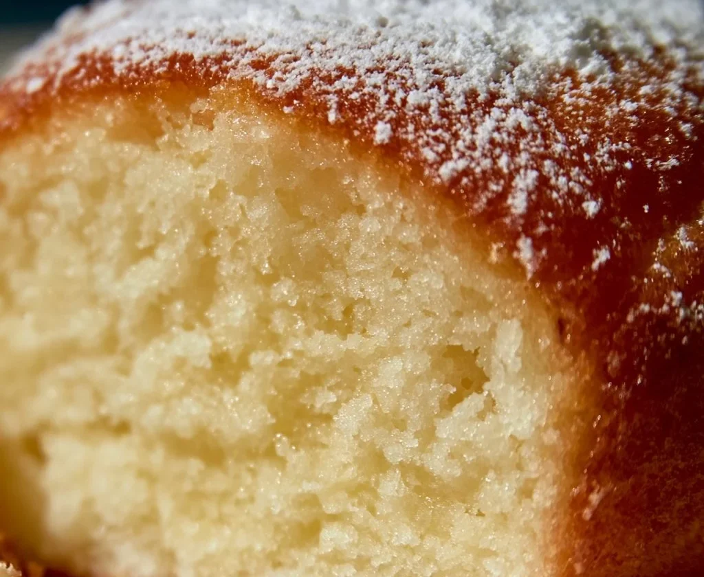 Ciambella yogurt greco super soffice appena sfornata su un piatto.