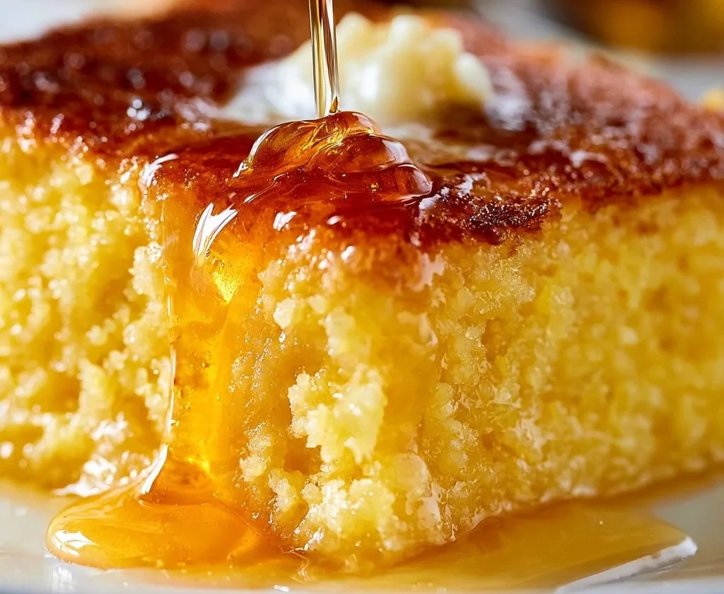 Cornbread con miele e burro, un piatto ricco e umido
