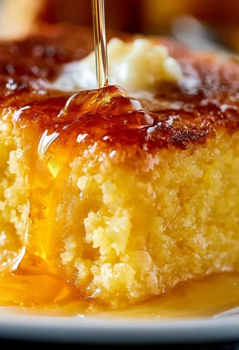 Cornbread con miele e burro, un piatto ricco e umido