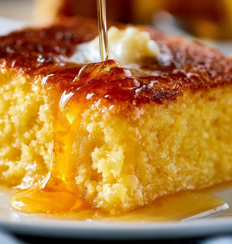 Cornbread con miele e burro, un piatto ricco e umido