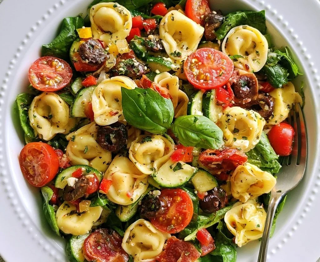 Insalata di tortellini colorata e fresca per pranzi estivi