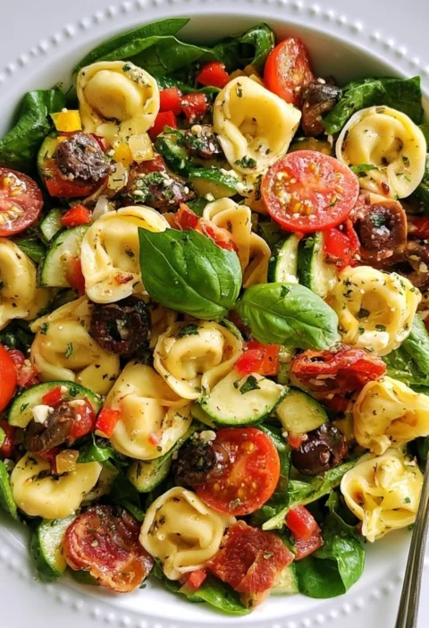 Insalata di tortellini colorata e fresca per pranzi estivi