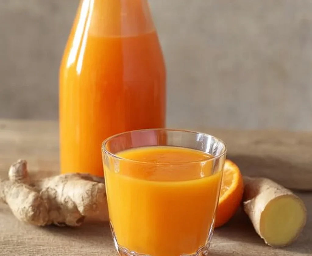 Estratto di carota, arancia e zenzero per una energia sana