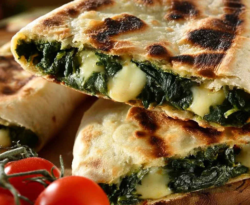 Focaccia ripiena con friarielli e formaggio, piatto delizioso e nutriente.