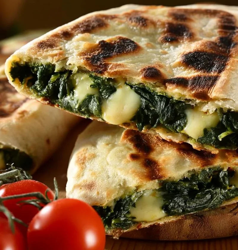 Focaccia ripiena con friarielli e formaggio, piatto delizioso e nutriente.