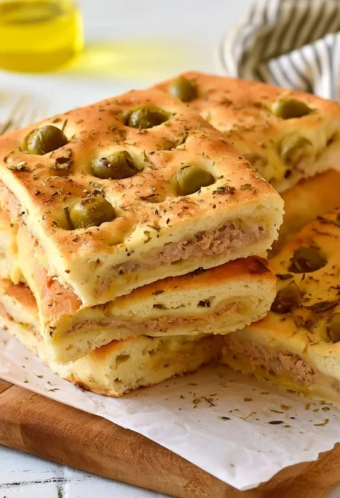 Focaccia Ripiena con Tonno, un piatto italiano gustoso e irresistibile.