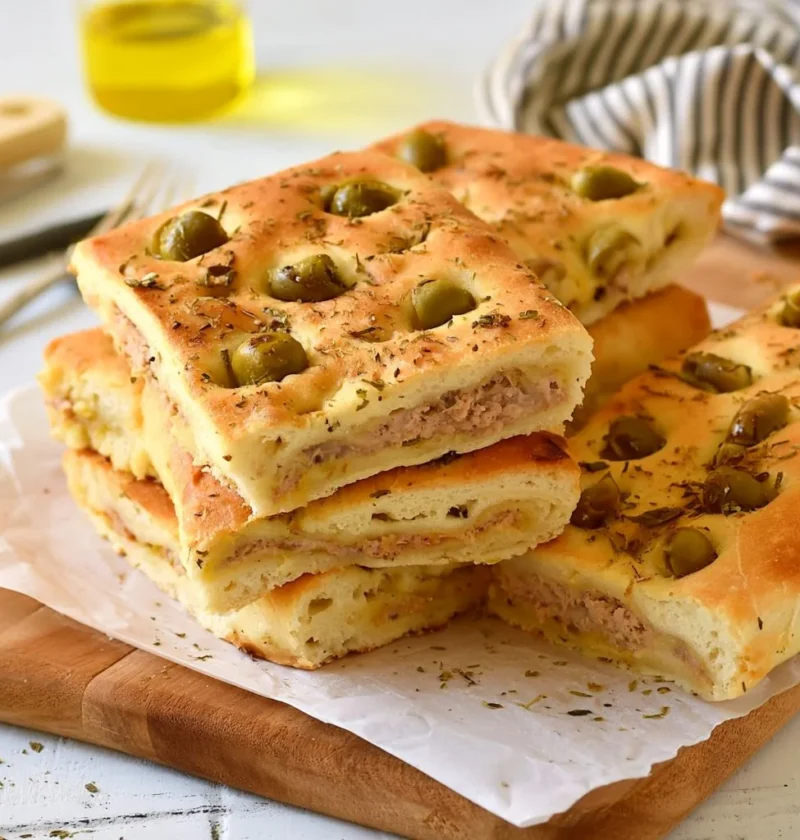Focaccia Ripiena con Tonno, un piatto italiano gustoso e irresistibile.
