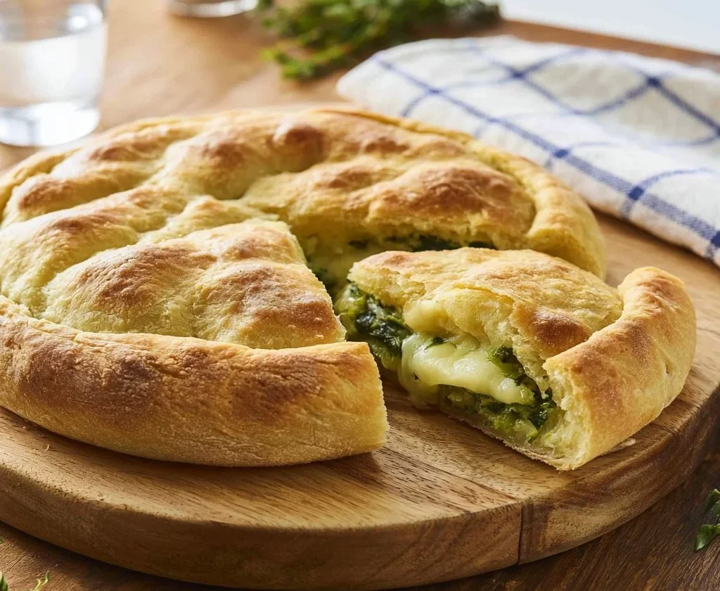 Focaccia ripiena con zucchine fresca e invitante