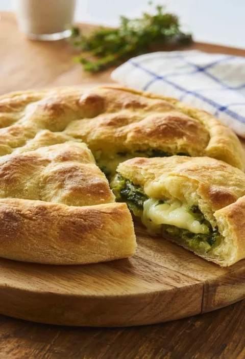 Focaccia ripiena con zucchine fresca e invitante