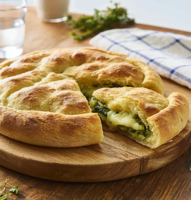 Focaccia ripiena con zucchine fresca e invitante