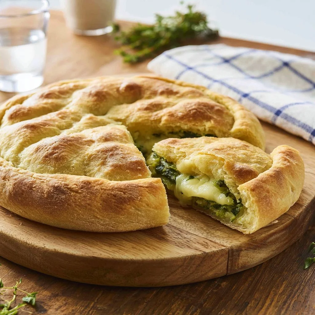 Focaccia ripiena con zucchine fresca e invitante