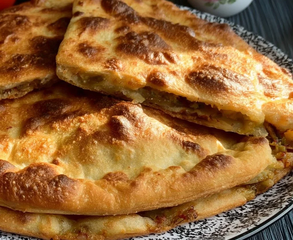 Focaccia ripiena di scarole e mozzarella appena sfornata
