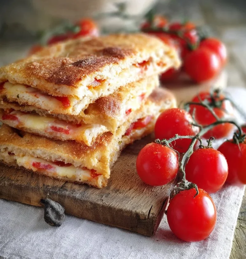 Focaccia Ripiena pronta da gustare con ingredienti freschi e saporiti.