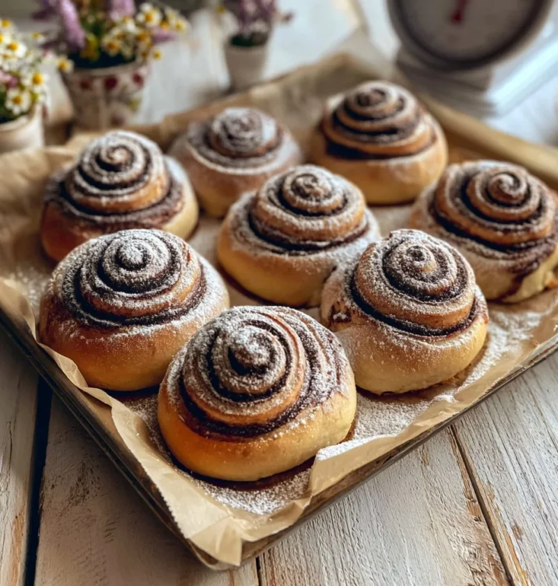 Girelle alla Nutella appena sfornate, dolce delizioso e avvolgente.