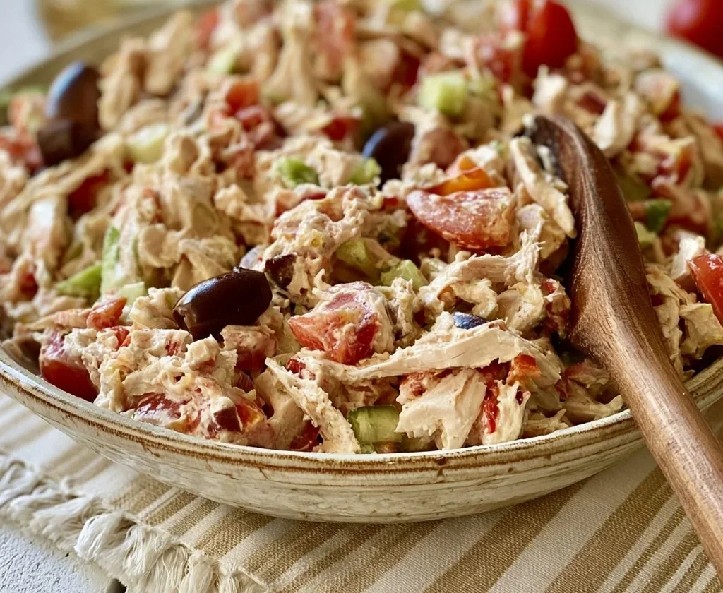 Insalata di pollo fresca con verdure, ideale per un pasto leggero e sano